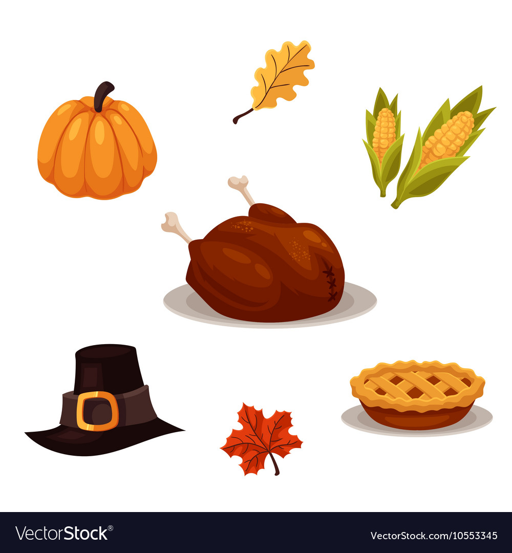 set of traditional thanksgiving symbols royalty free vector