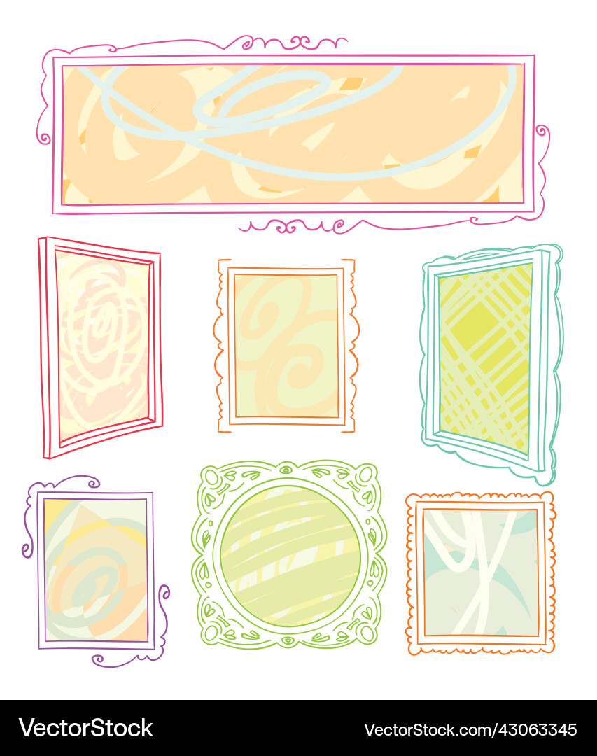Set picture frames hand drawn Royalty Free Vector Image