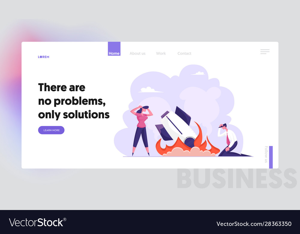 Business failure crash website landing page Vector Image