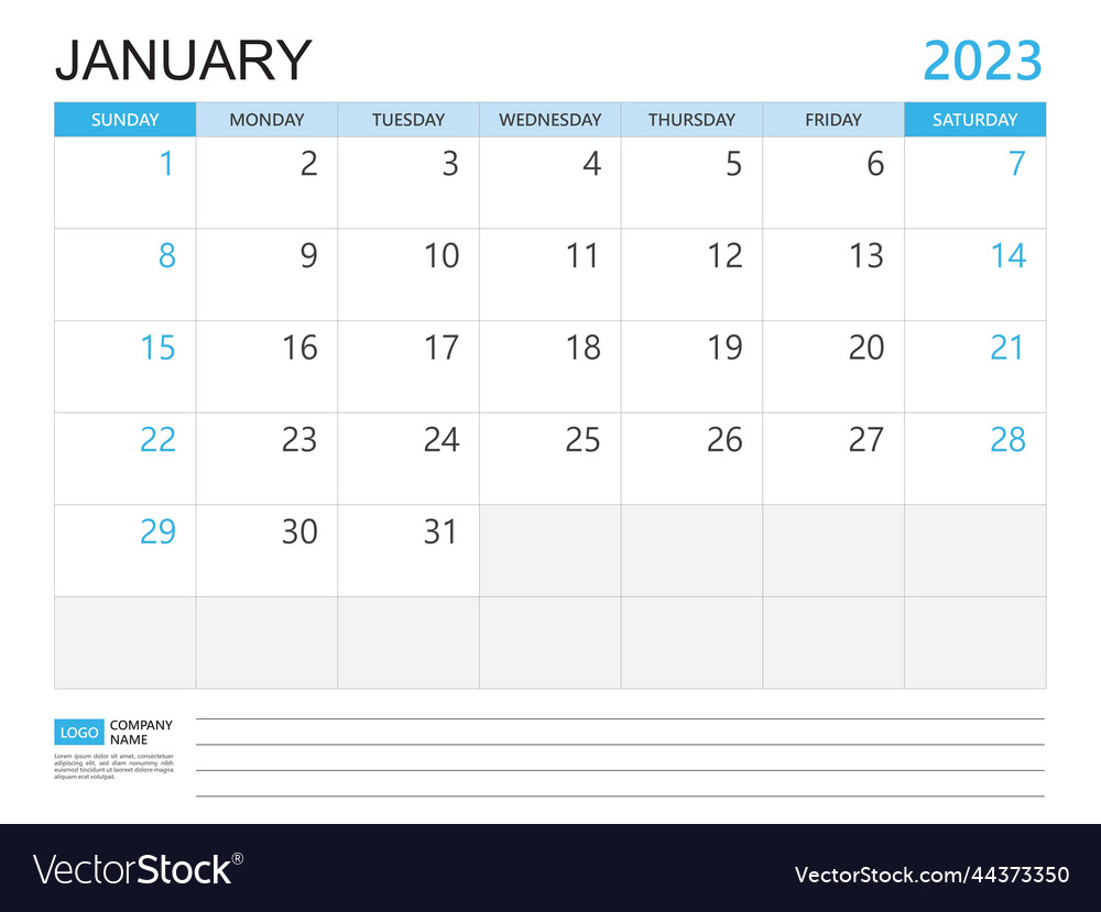 Calendar planner 2023 template-january year Vector Image