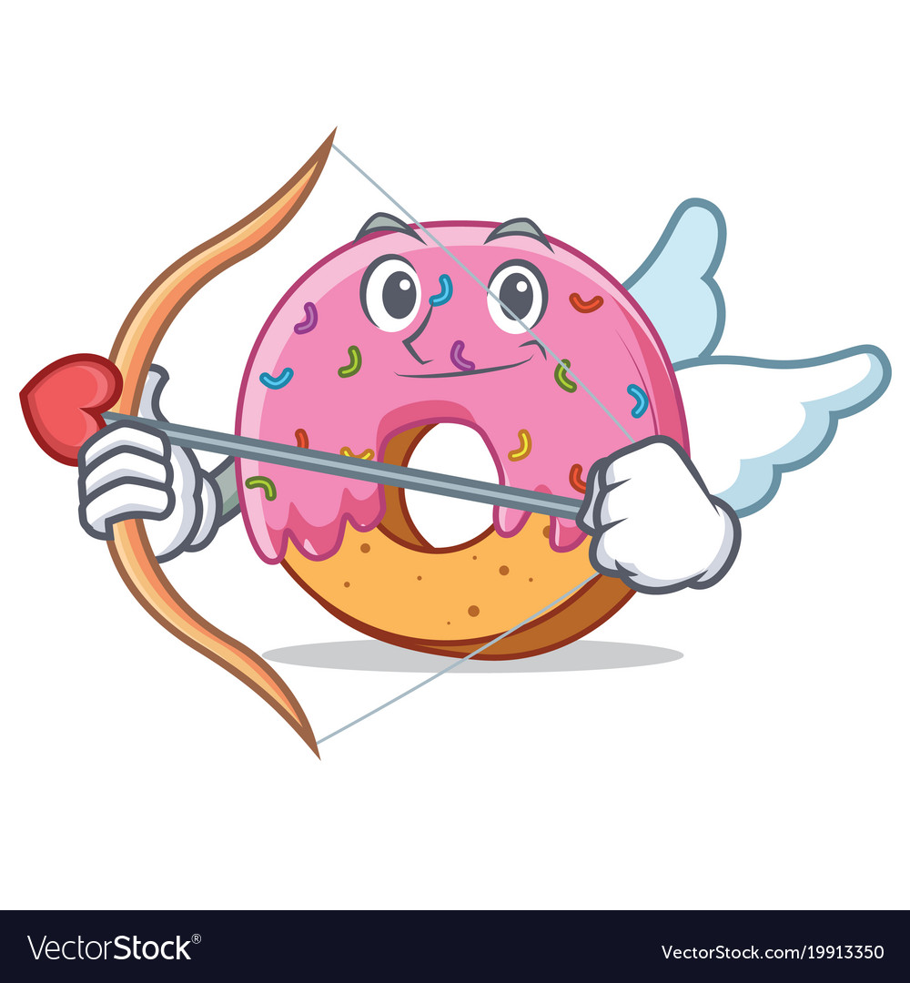 Cupid donut character cartoon style