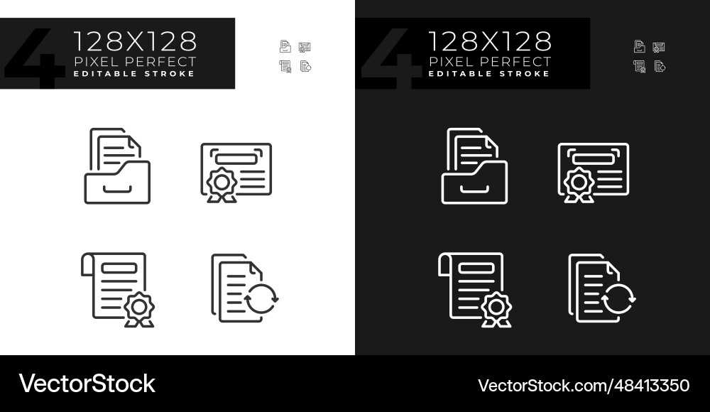 Editable dark and light document icons set Vector Image