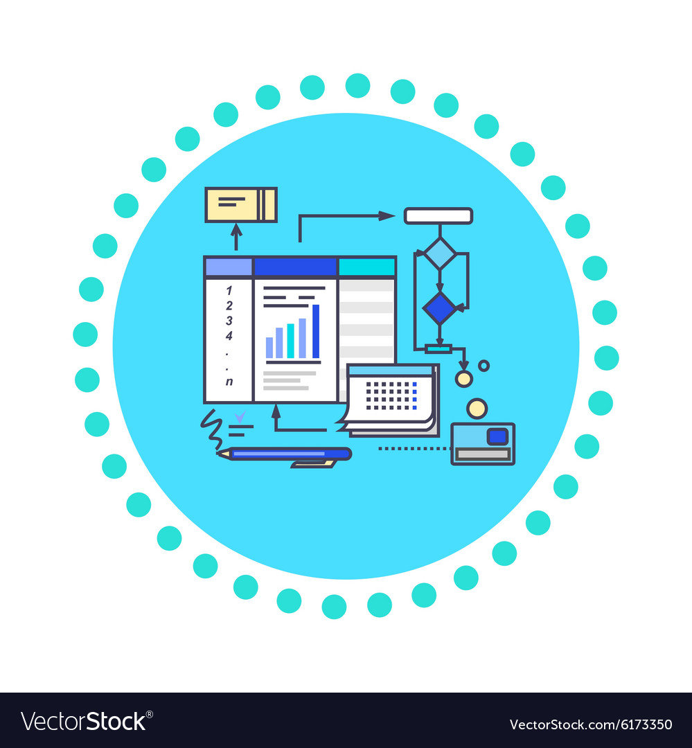 Icon Flat Style Design Working Process Royalty Free Vector