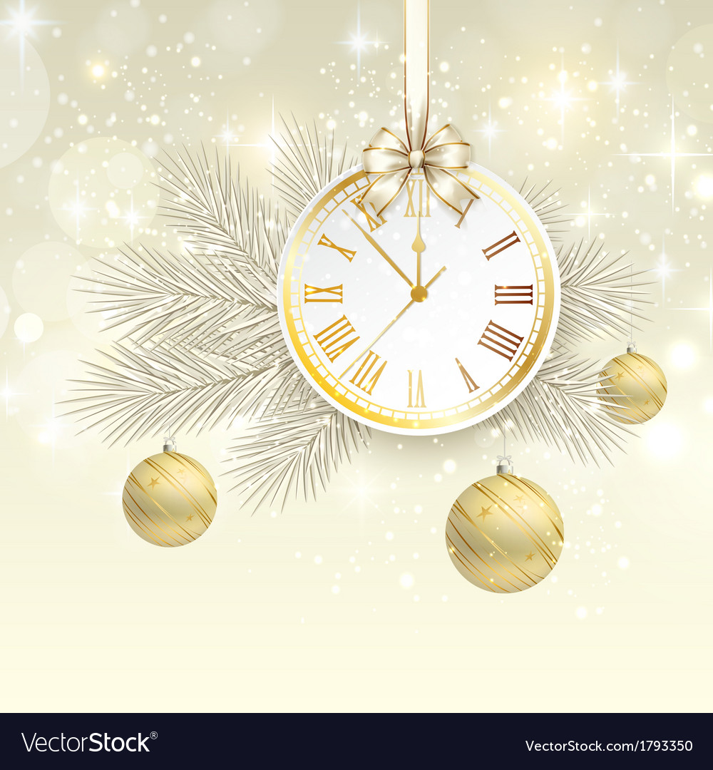 New year background with gold clock Royalty Free Vector