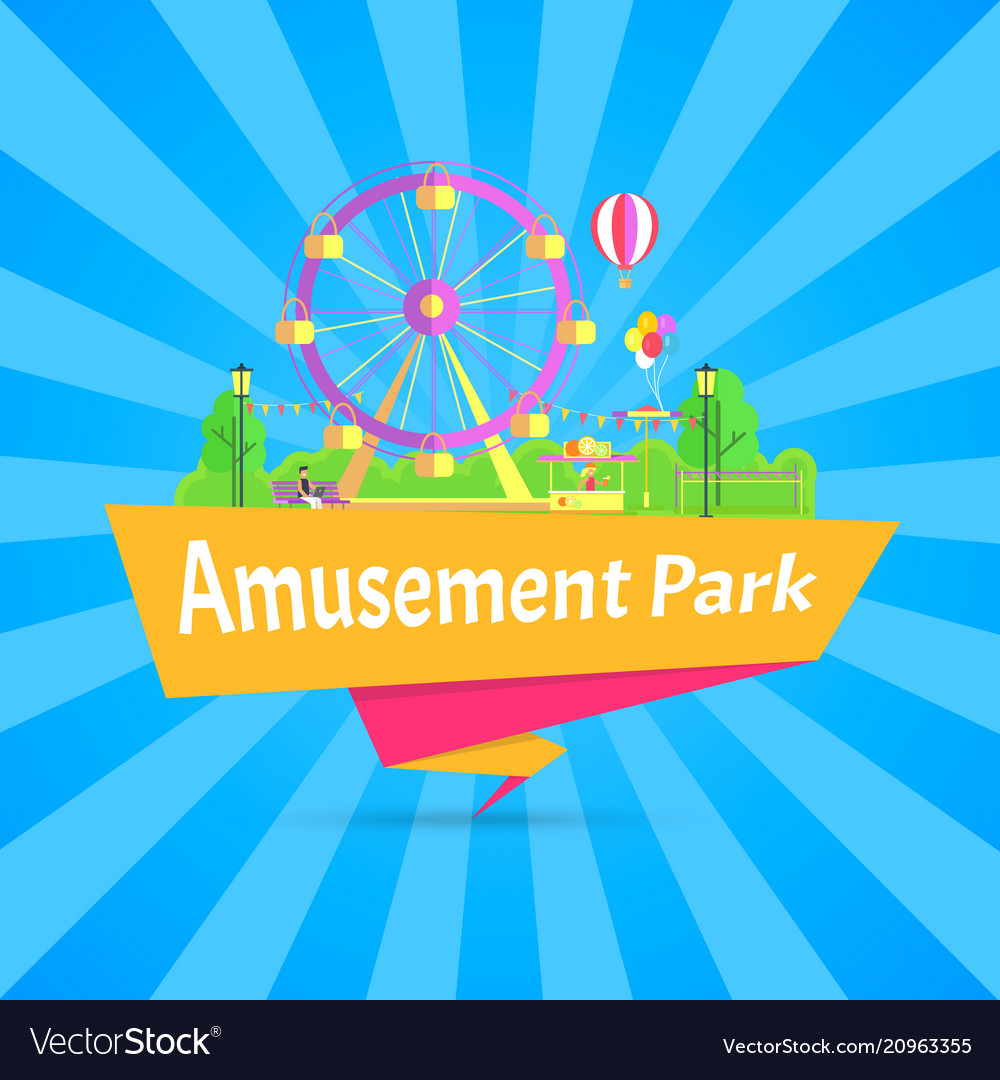 Amusement park blue poster Royalty Free Vector Image