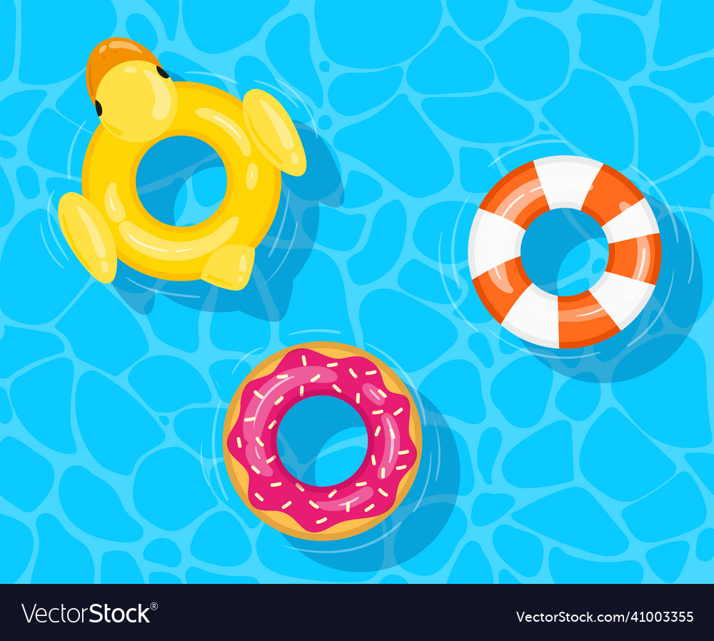 Cartoon Pool Swimming Circles Floating Rubber Vector Image