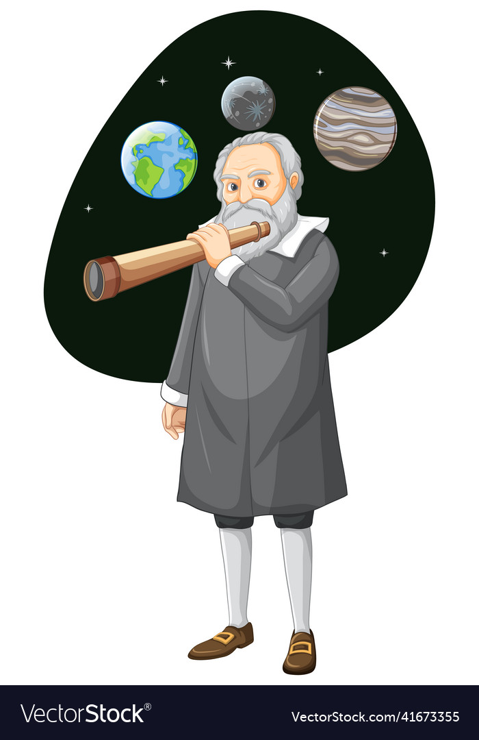 Galileo galilei cartoon charater on white Vector Image