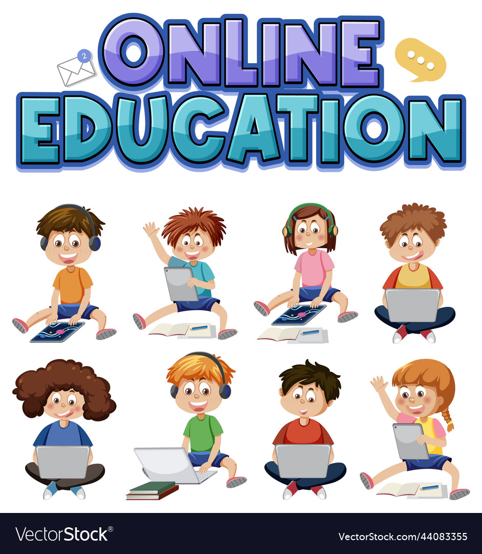 Online education with cartoon character Royalty Free Vector Online education with cartoon character Royalty Free Vector