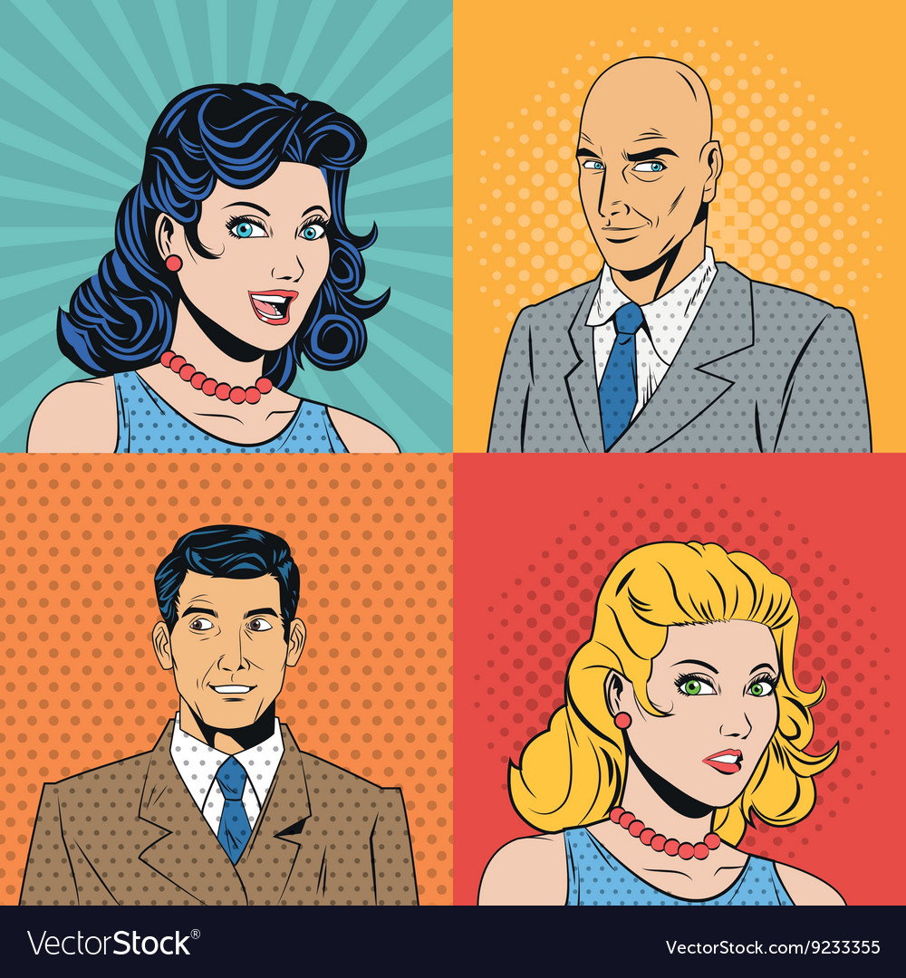 People Design Pop Art Icon Retro And Colorful Vector Image