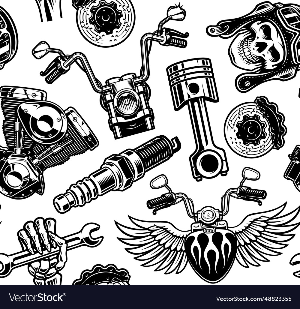 Seamless pattern for a biker theme Royalty Free Vector Image