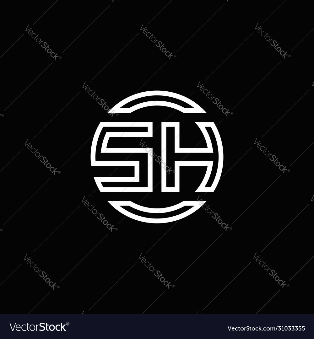 Sh logo monogram with negative space circle Vector Image