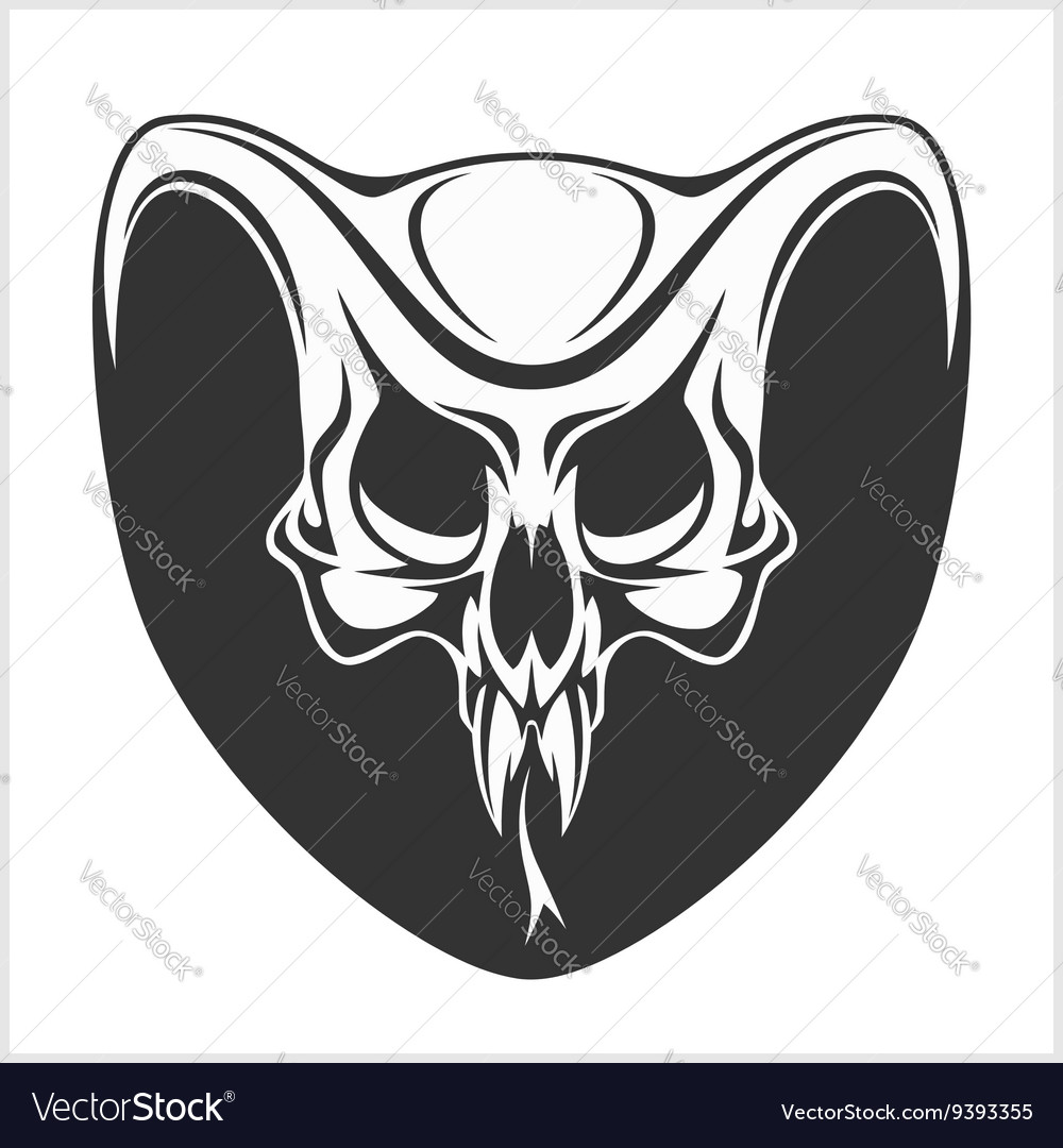 Skull tattoo and tribal design - isolated on white