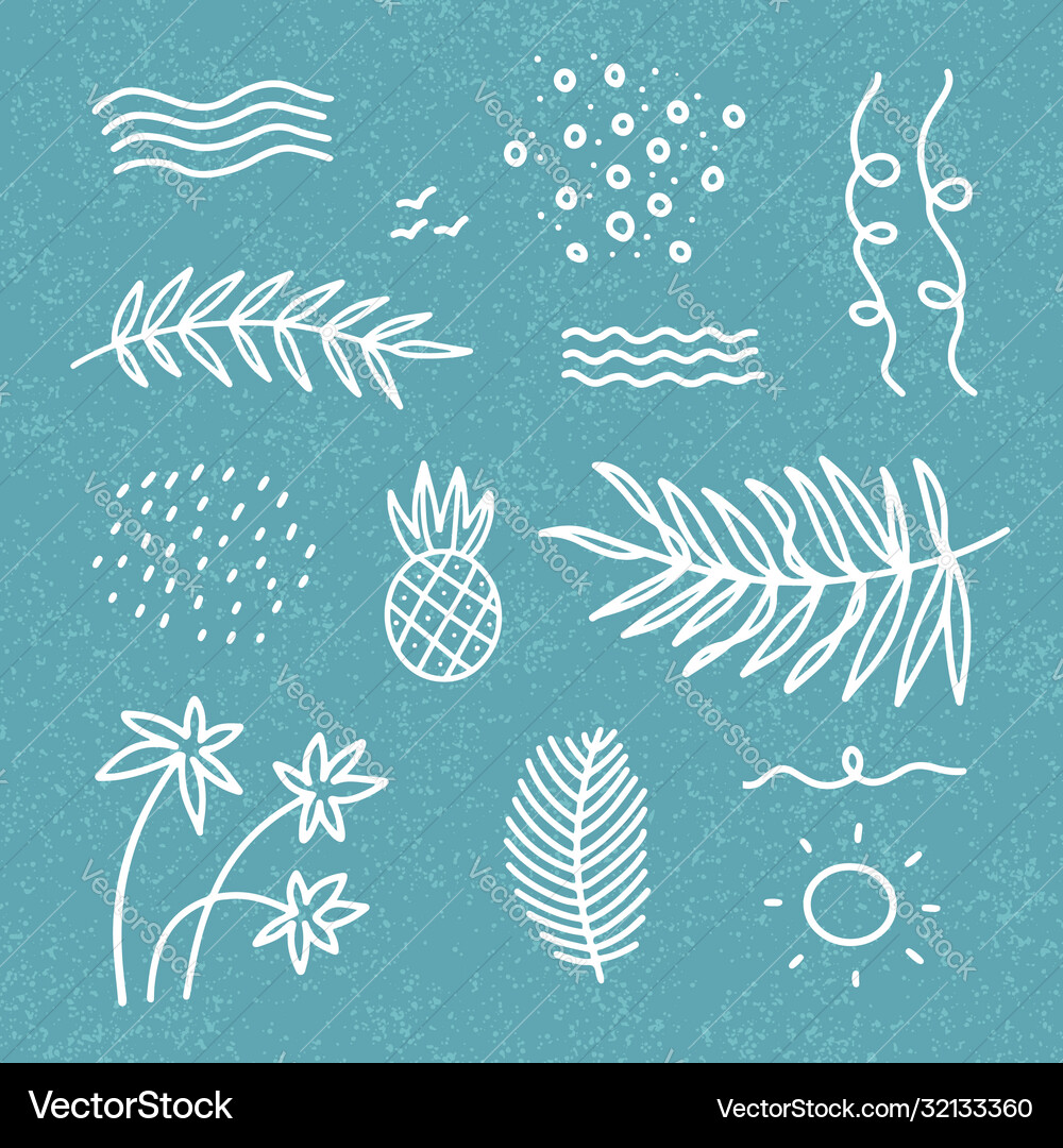 Abstract summer decor elements set with waves Vector Image