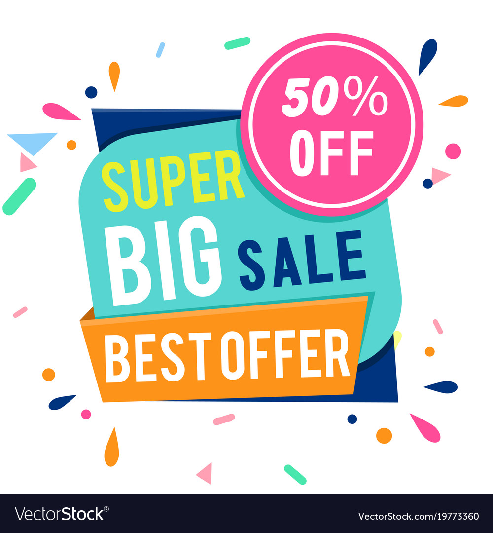 Banner super big sale best offer 50 off im Vector Image