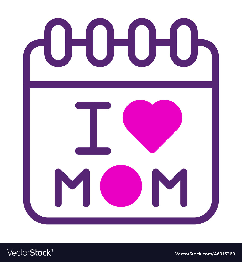 Calendar mom icon duotone pink purple colour Vector Image