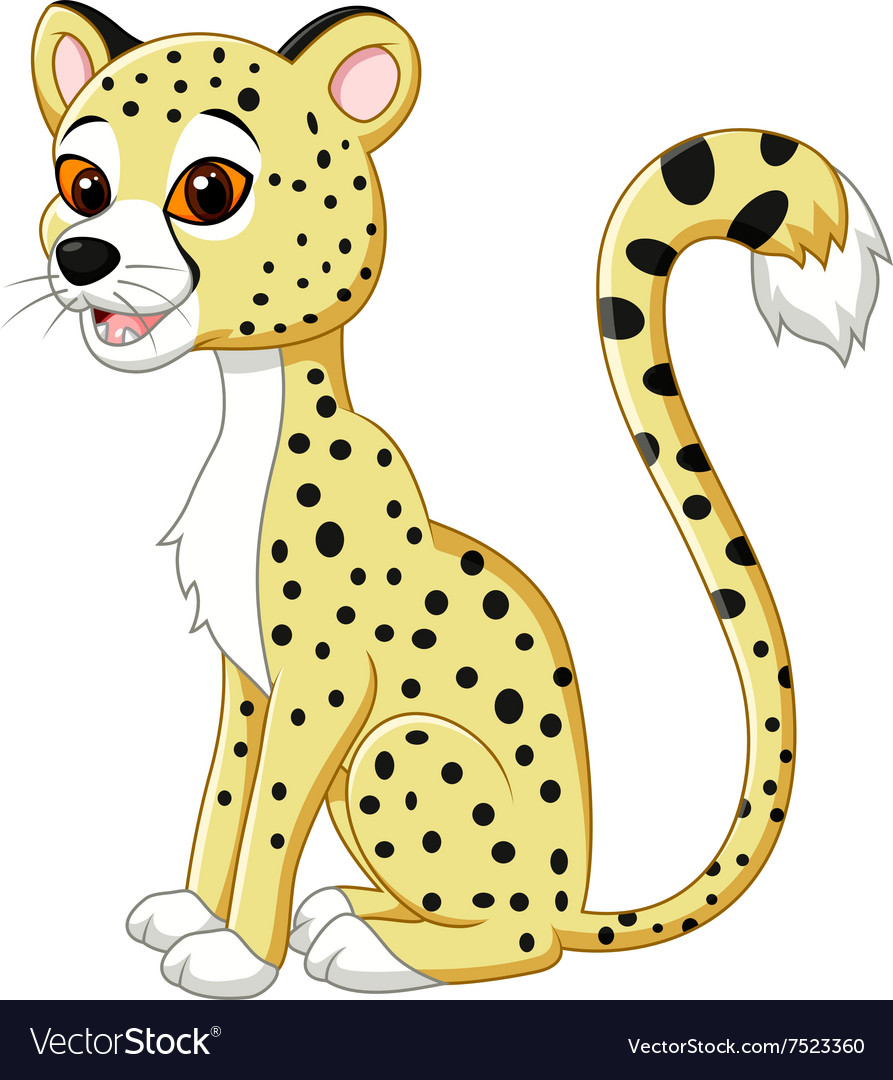 Cartoon funny leopard sitting isolated Royalty Free Vector