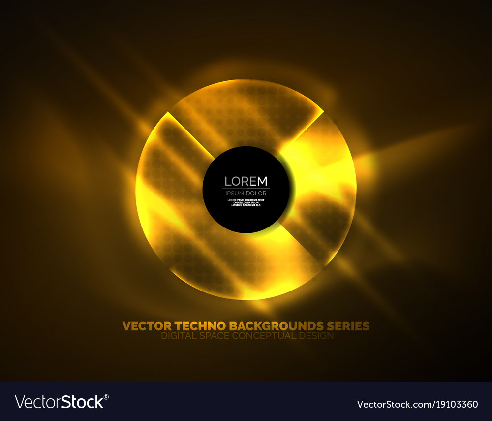 Circular glowing neon shapes techno background Vector Image