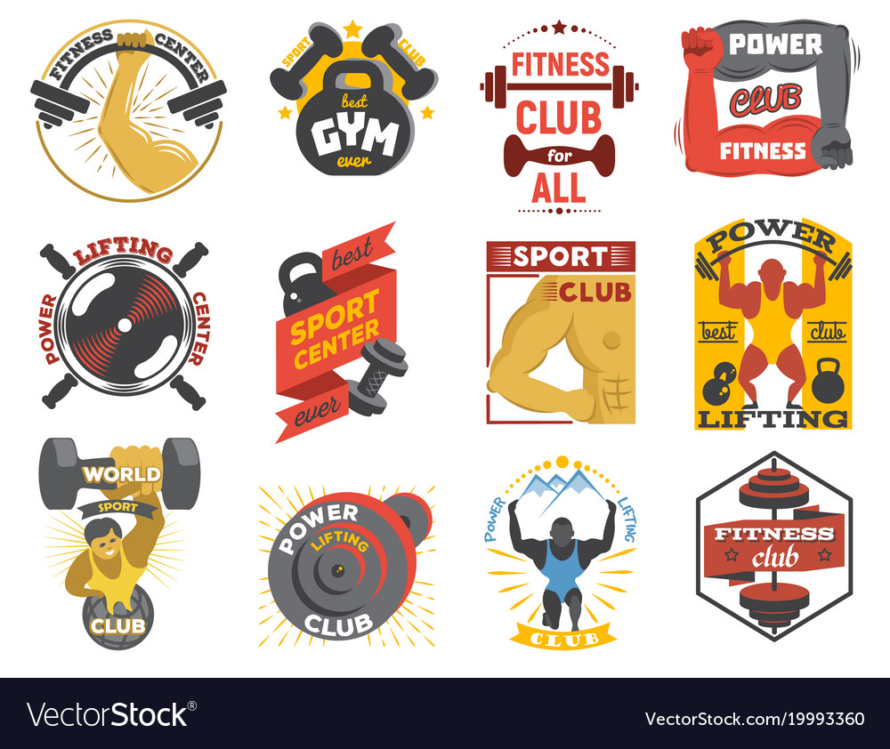 Fitness logo gym sports club of power lifting Vector Image