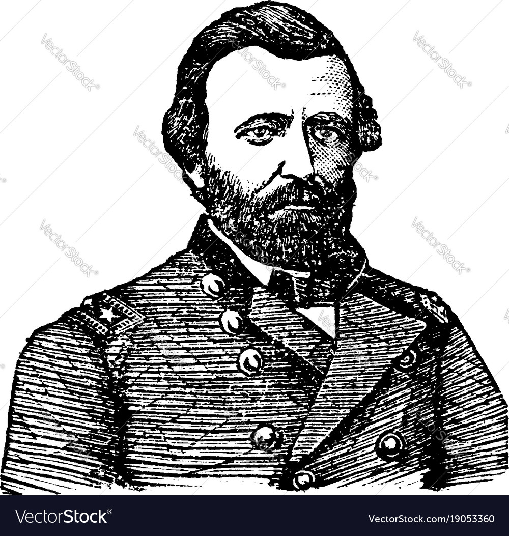 General Ulysses S Grant Vintage Vector Image General Ulysses S Grant Vintage Vector Image