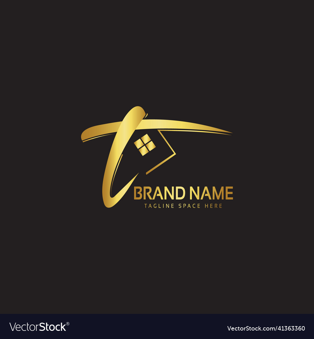 Simple and minimalist gold house logo