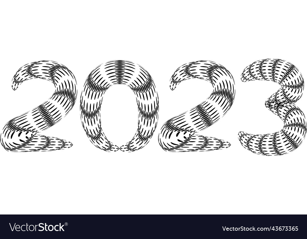 2023 new year decorative brush numbers art