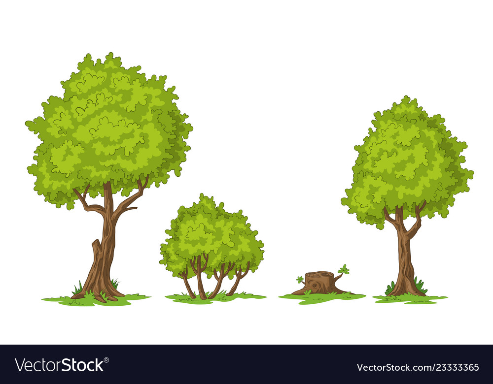 Collection of cartoon trees Royalty Free Vector Image