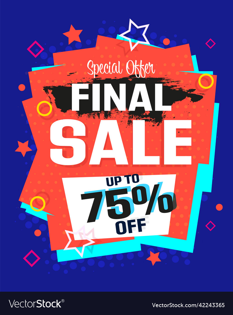 Final sale banner with special offer up to 75