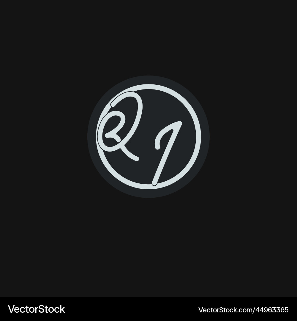 Initials qi logo monogram with simple circle line Vector Image