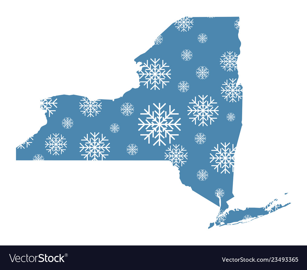 Map of new york with snowflakes