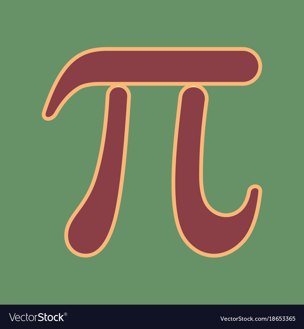 Pi greek letter sign cordovan icon Royalty Free Vector Image