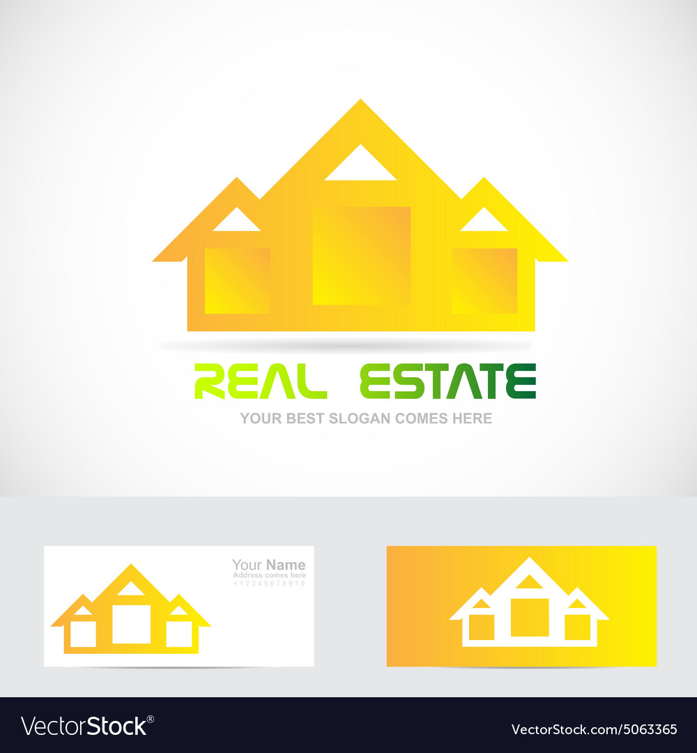 Real estate yellow house logo Royalty Free Vector Image