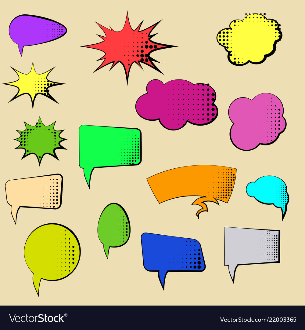 Set cartoon comic speech bubbles clouds