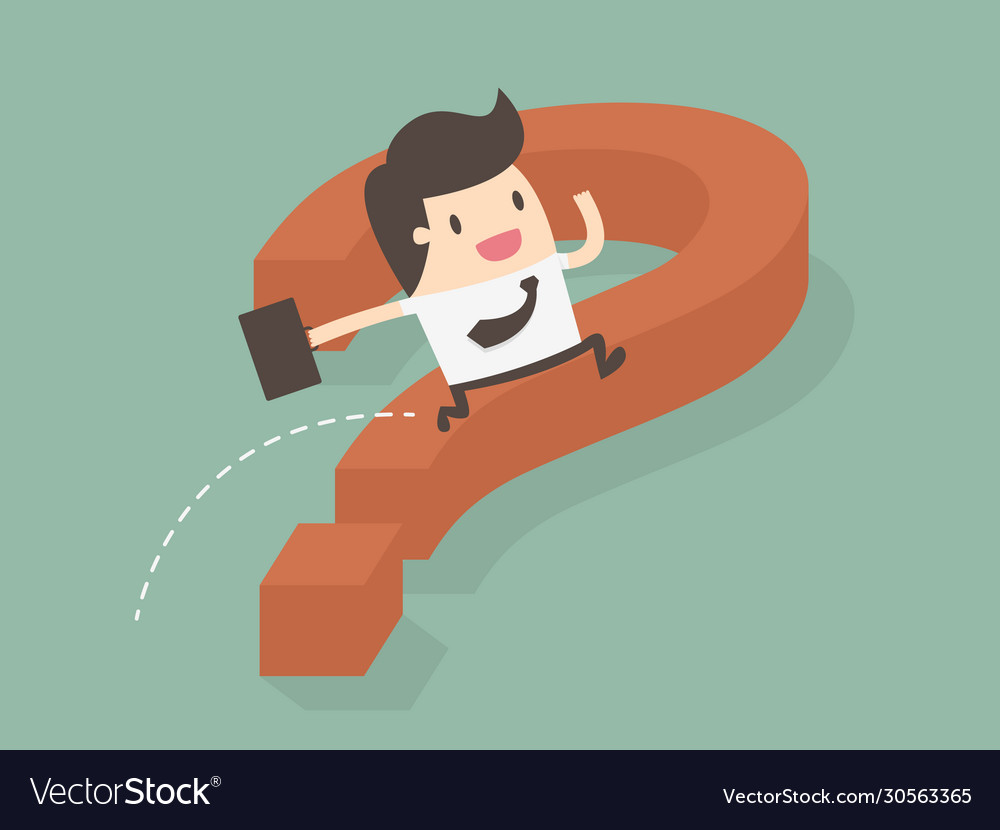Solution businessman jump over question mark Vector Image