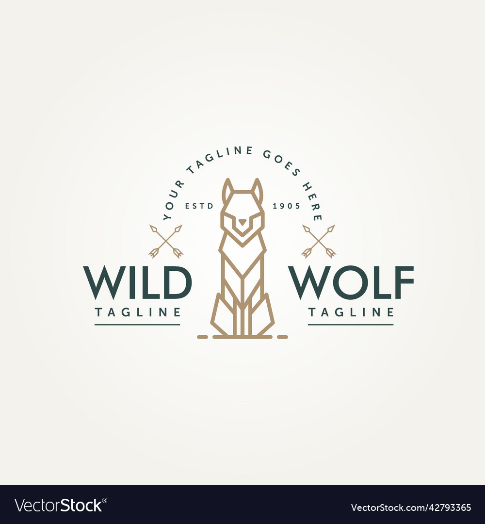 Wilder Wolf einfache Linie Kunst Logo-Ikone Vorlage