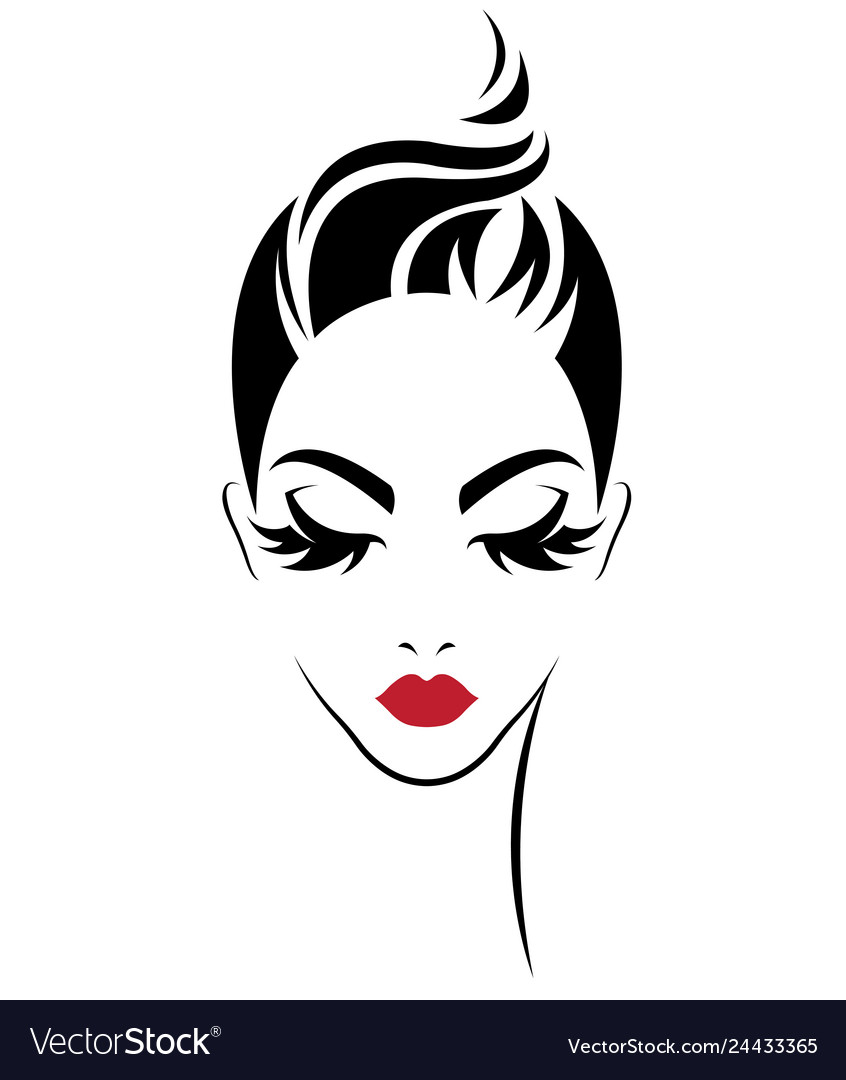 Women short hair style icon logo on white Vector Image Women short hair style icon logo on white Vector Image