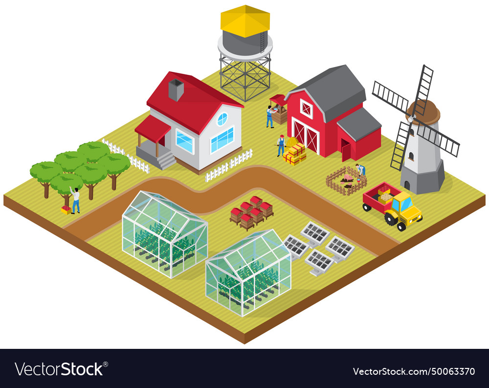 Farmyard Isometric Game Model Icon Royalty Free Vector Image