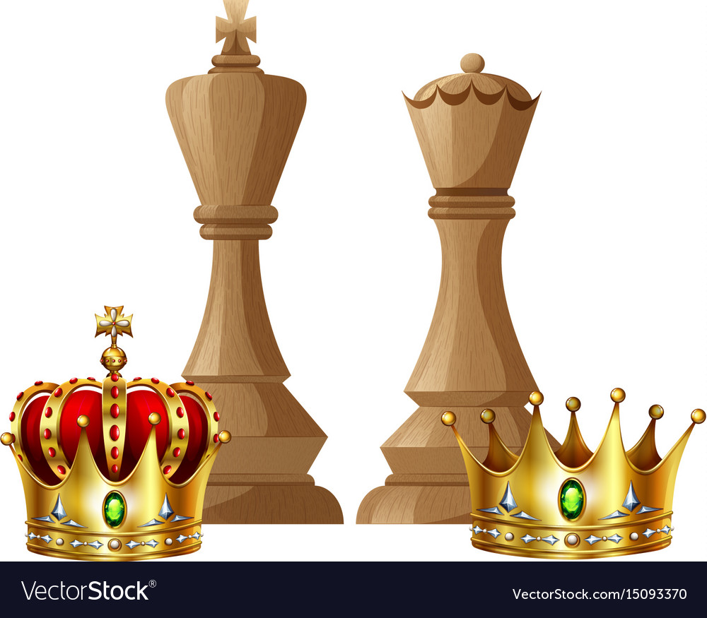 King and queen pieces of chess game Royalty Free Vector