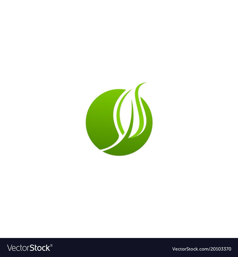 Round green leaf organic logo Royalty Free Vector Image