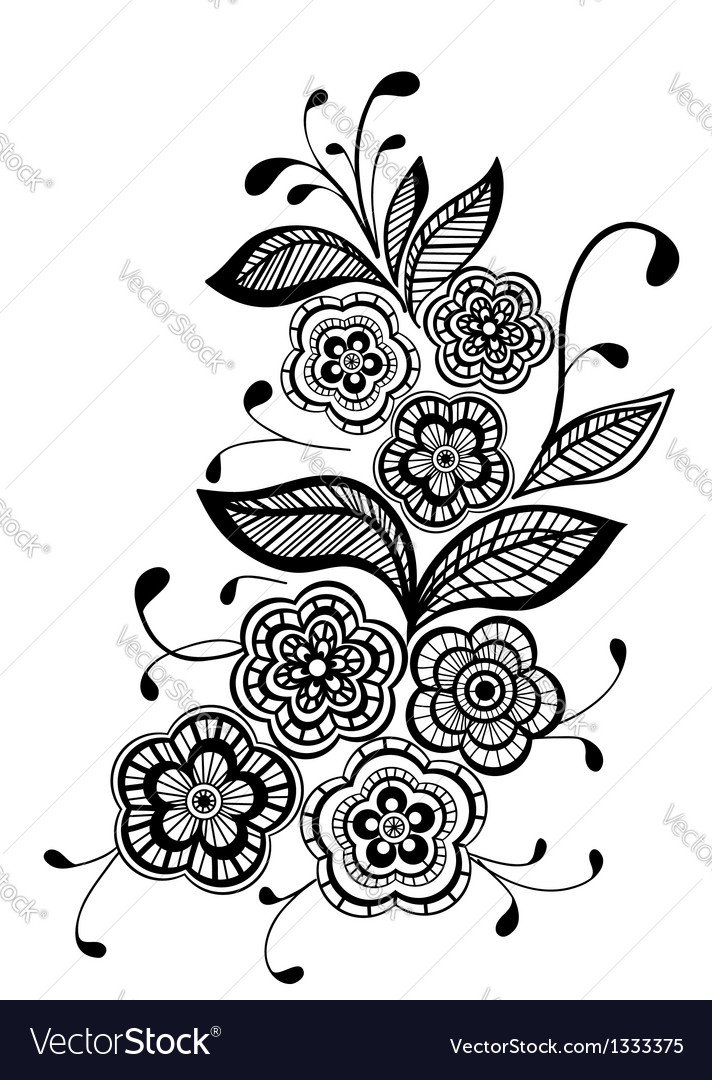 Beautiful black and white floral pattern design el