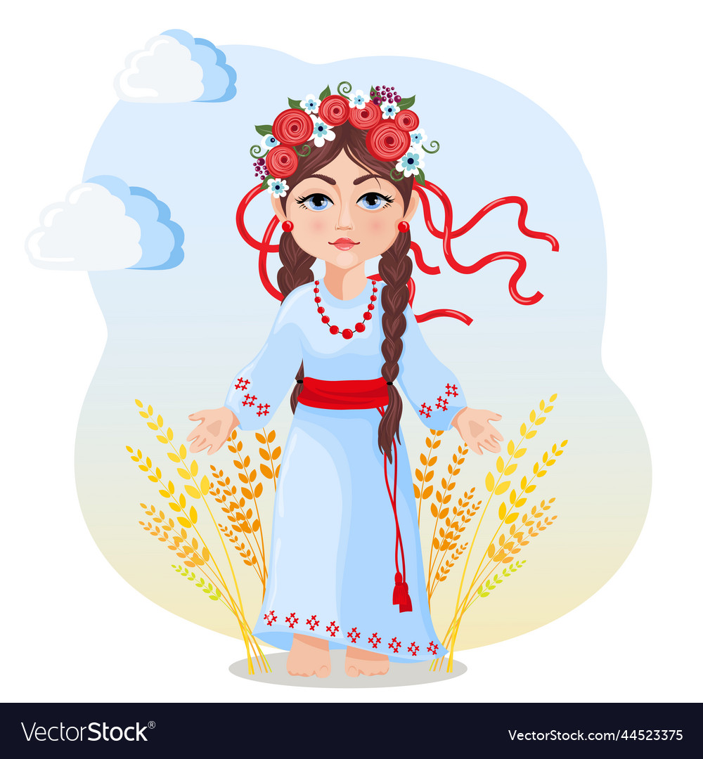 Girl in traditional ukrainian clothes Royalty Free Vector