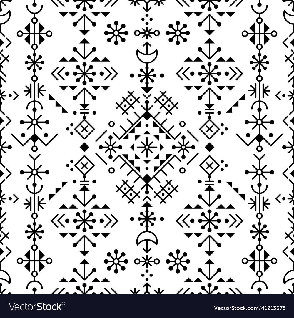 Nordic line art seamless pattern Royalty Free Vector Image