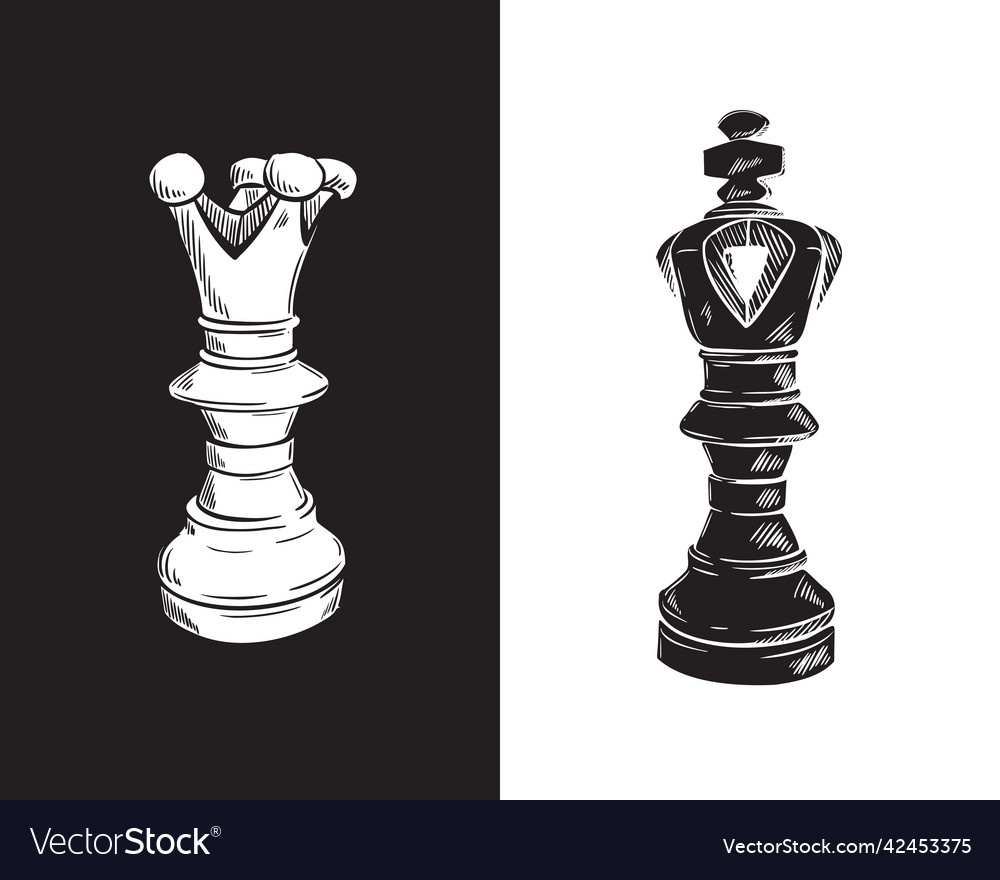 Retro sketch of a queen chess piece Royalty Free Vector