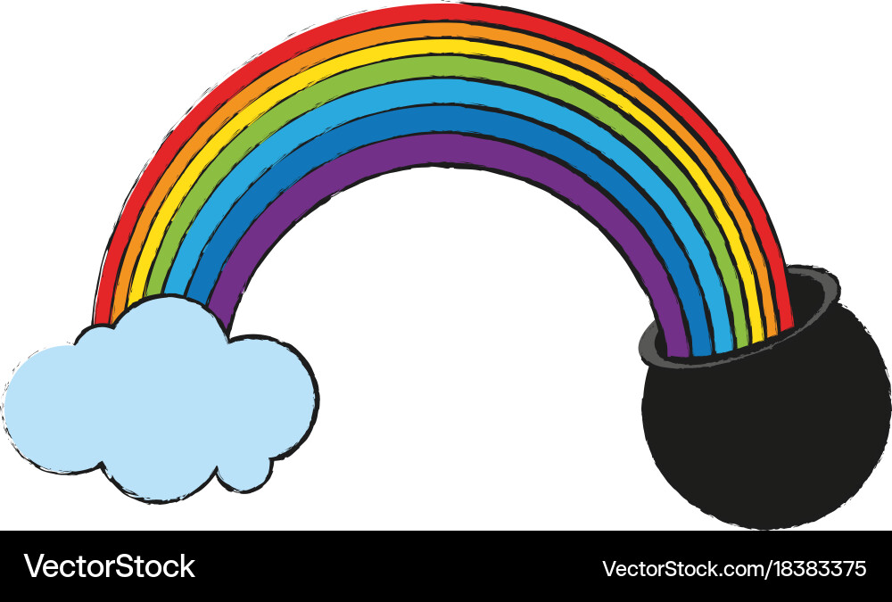 Rainbow with clouds Royalty Free Vector Image - VectorStock