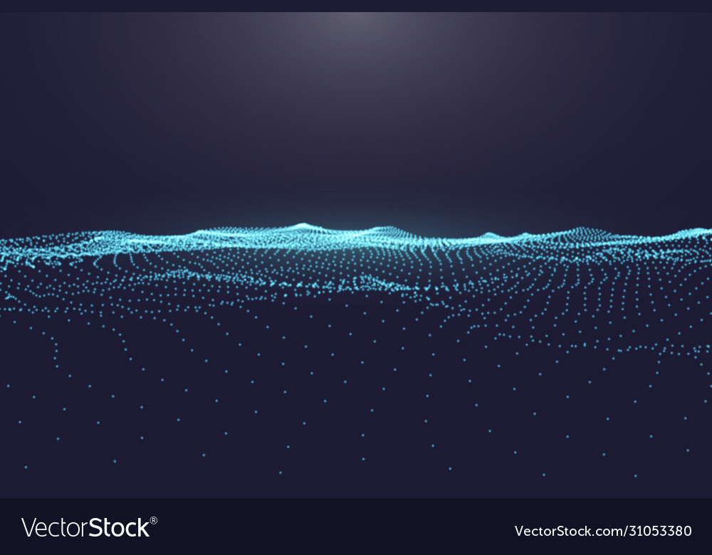 Abstract digital ocean with flowing particles and Vector Image
