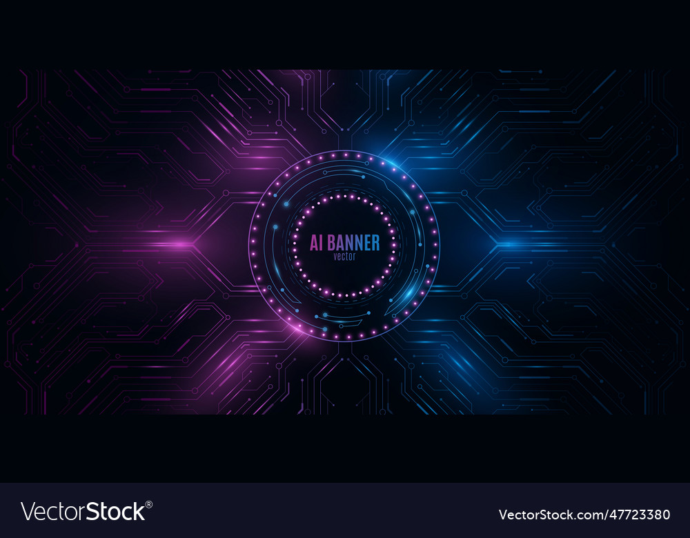 Ai banner design with glowing sci-fi hud round Vector Image