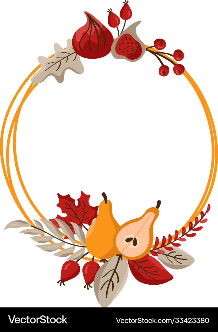 Autumn geometric round frame wreath Royalty Free Vector