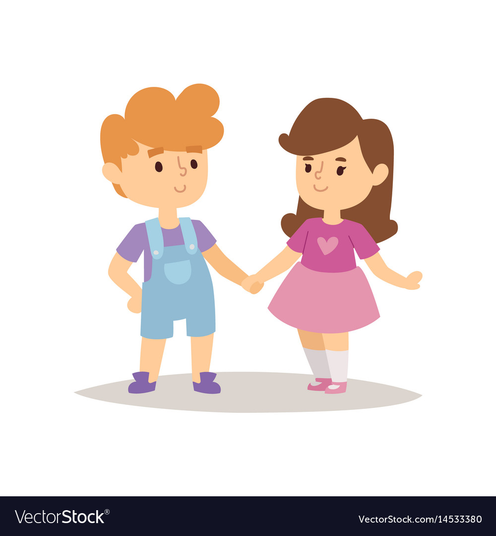 Children happy couple cartoon relationship Vector Image