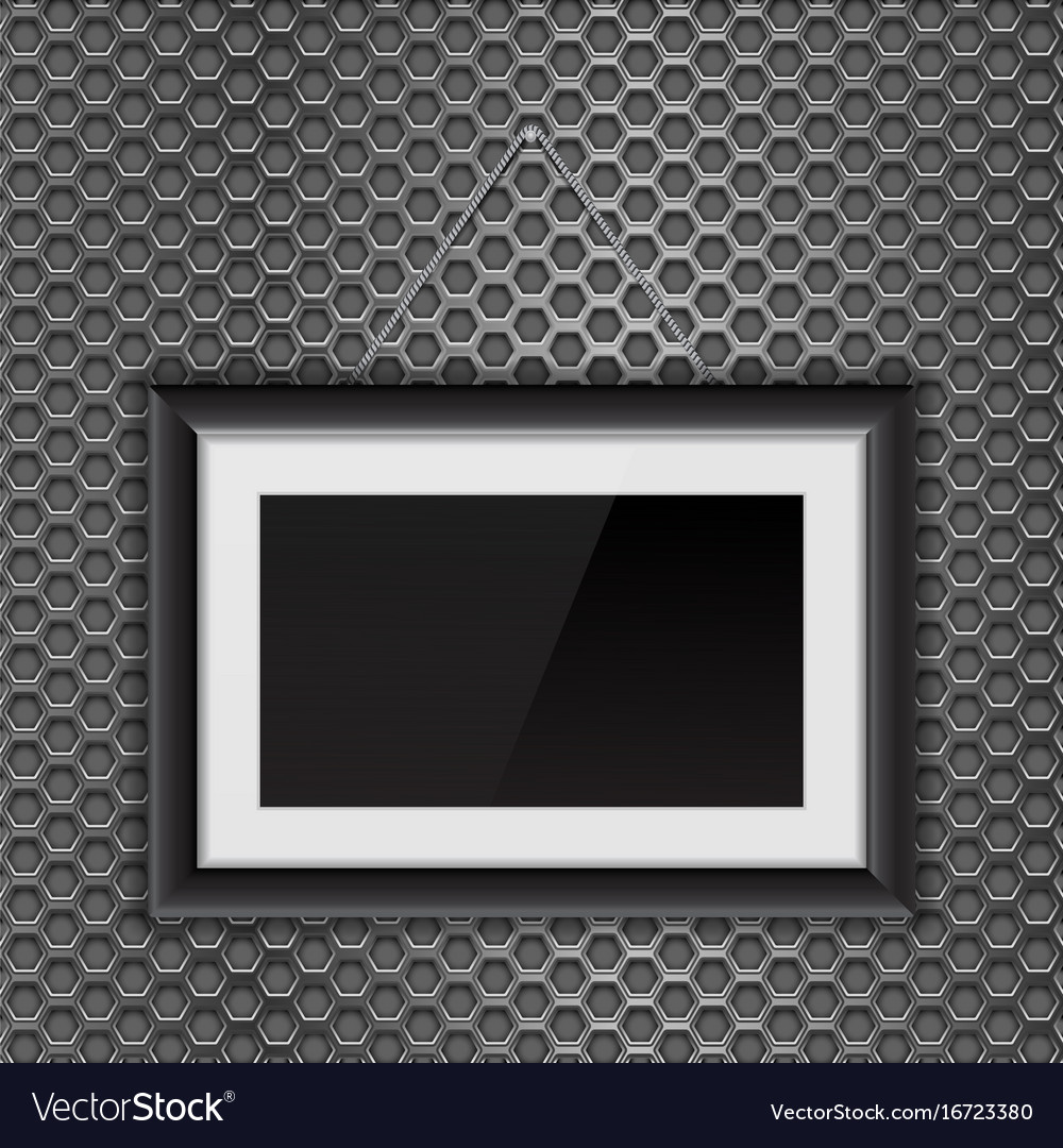 Empty Black Photo Frame On Metal Perforated Vector Image