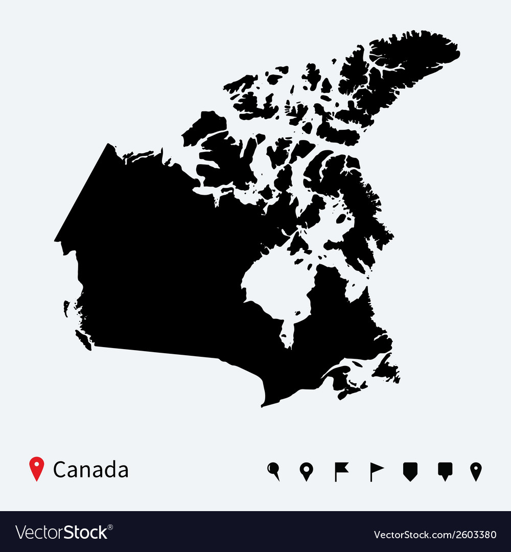 High detailed map of canada with navigation pins Vector Image