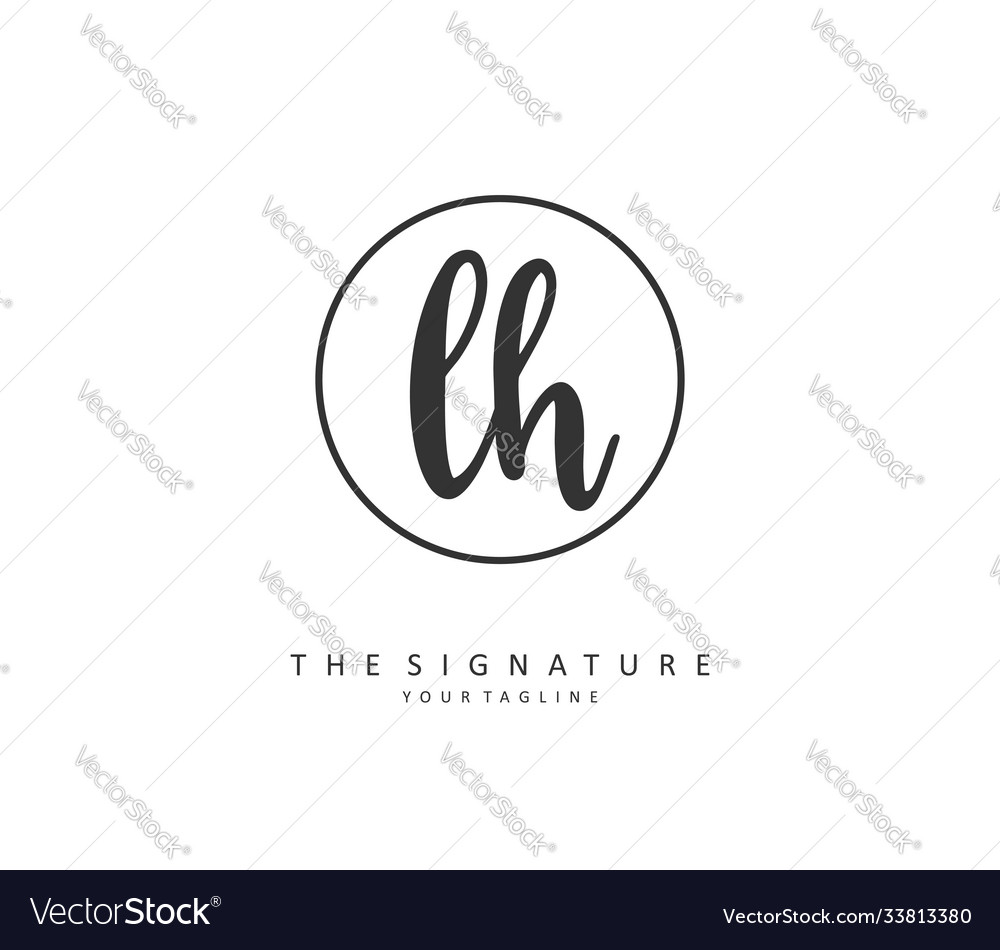 L h lh initial letter handwriting and signature